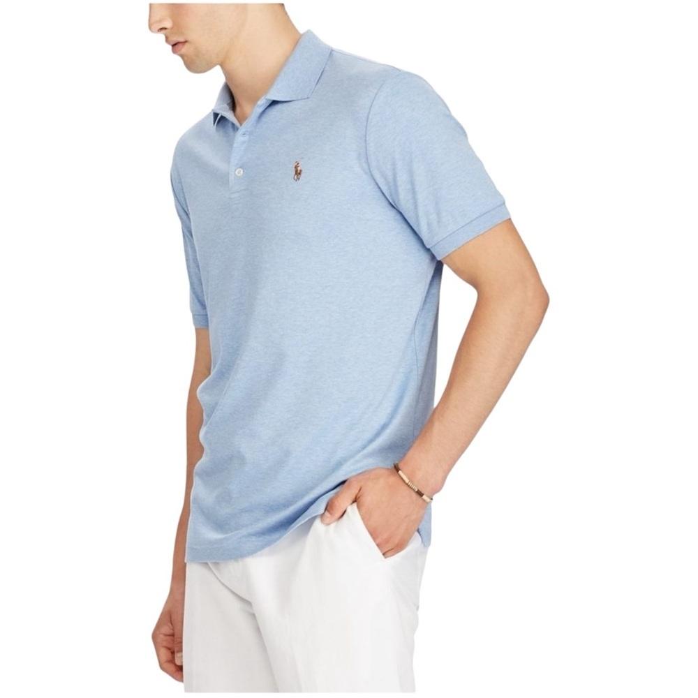 Polo Ralph Lauren Men Polo Shirt Heather Blue Short Sleeve size Large